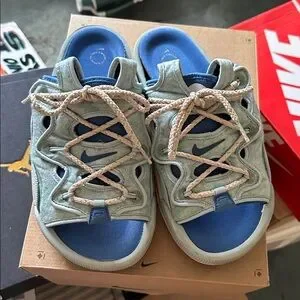 Nike Offline 2.0 Men’s Slides Sandals with Rope Laces Size 9 Worn Blue Nike Offline 2.0 Ocean Cube Comfort Slides Dark Marina Blue  main image 4